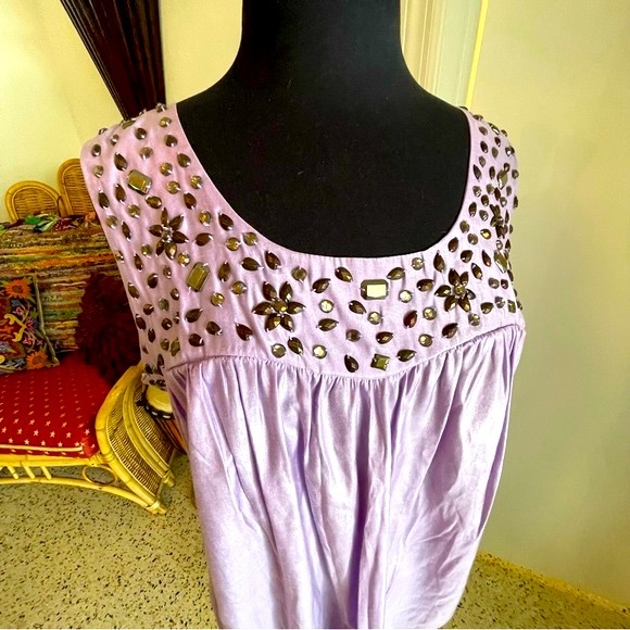 Sam & Max Designer Sleeveless Embellished Woven Top! Lilac! Great condition  XL - Picture 2 of 10